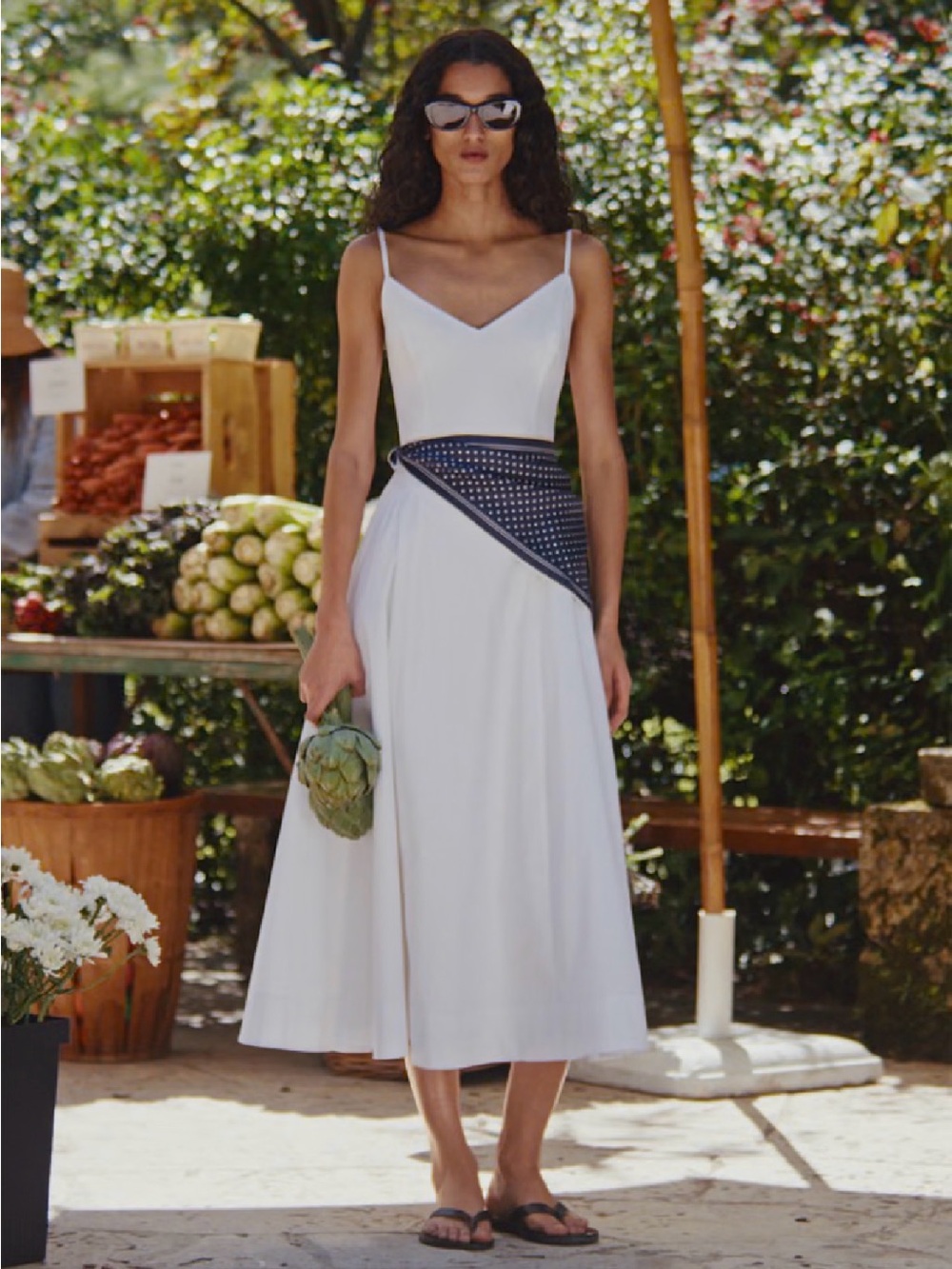 Aritzia Technique Poplin Dress inWhite Spaghetti-Strap Midi
